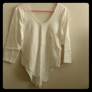 3/4 sleeve white bodysuit